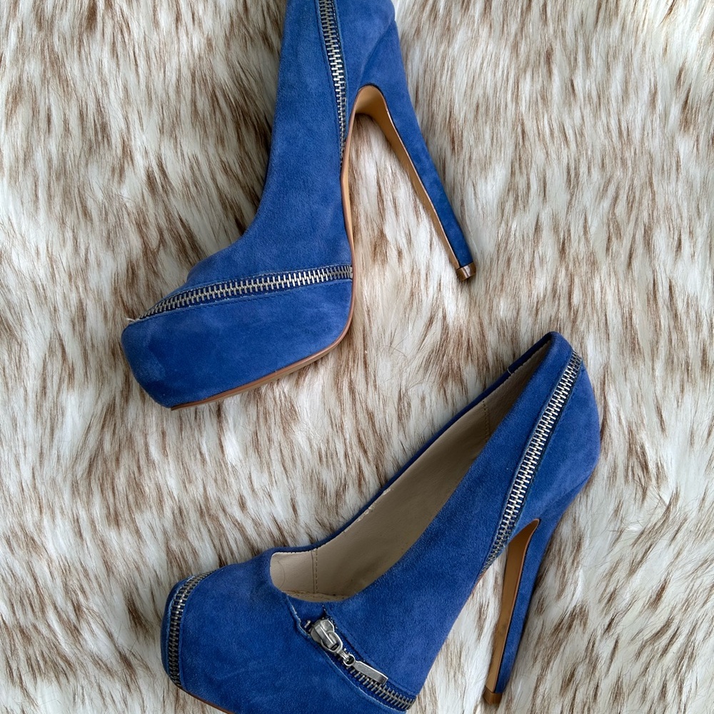 7.5 Suede Zipper Heels